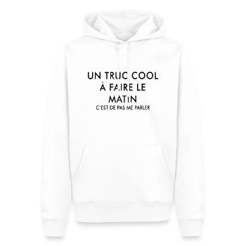 Un Truc Cool à Faire Le Matin - Sweat à capuche Premium bio Homme - blanc - Devant - Nico (187cm)