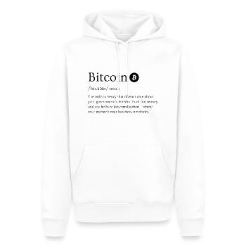 Définition de Bitcoin (Crypto) - Sweat à capuche Premium bio Homme - blanc - Devant - Nico (187cm)