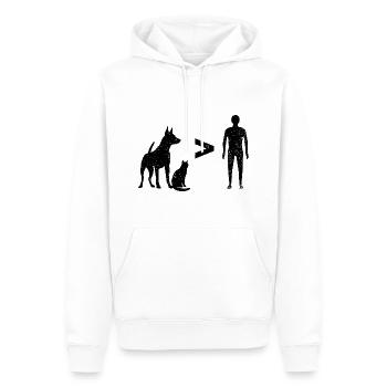Tiere > Menschen - dunkel - Männer Premium Bio Hoodie - Weiß - Vorne - Nico (187cm)