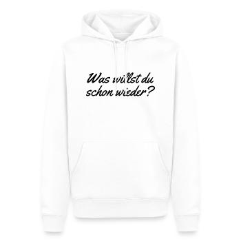 Was willst du schon wieder - Männer Premium Bio Hoodie - Weiß - Vorne - Nico (187cm)