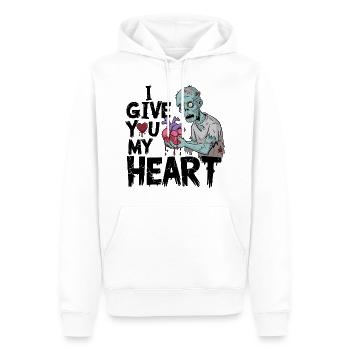 Je te donne mon cœur - Sweat à capuche Premium bio Homme - blanc - Devant - Nico (187cm)