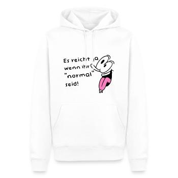 Nicht Normal - Verrückt - Männer Premium Bio Hoodie - Weiß - Vorne - Nico (187cm)