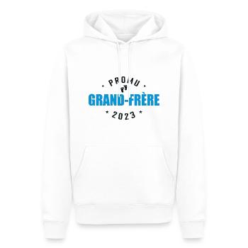 Promu Grand Frère 2023 Annonce Grossesse - Sweat à capuche Premium bio Homme - blanc - Devant - Nico (187cm)
