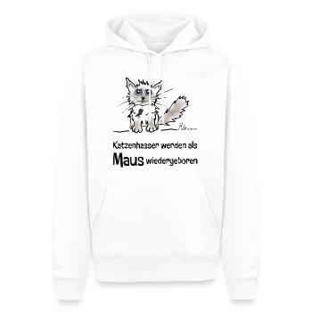 Katzenhasser werden als Maus geboren. - Männer Premium Bio Hoodie - Weiß - Vorne - Nico (187cm)