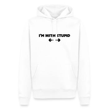 i m with stupid - Männer Premium Bio Hoodie - Weiß - Vorne - Nico (187cm)