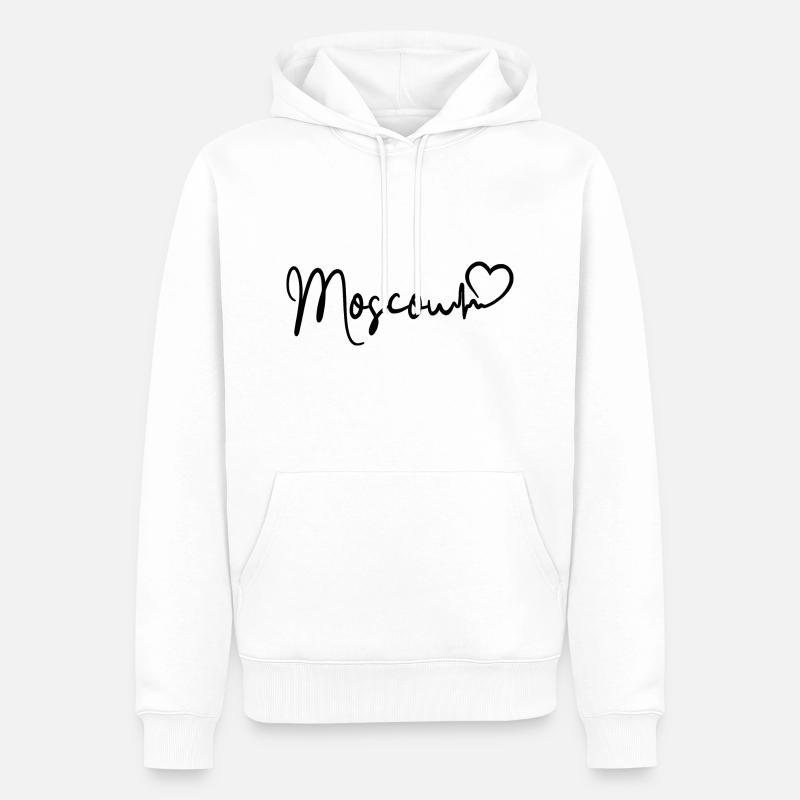 Moscou Heartbeat Russie Moscou - Sweat à capuche Premium bio Homme - blanc