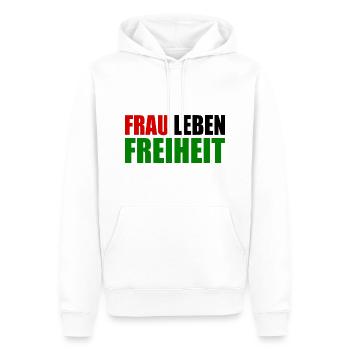 Frau leben freiheit - Männer Premium Bio Hoodie - Weiß - Vorne - Nico (187cm)