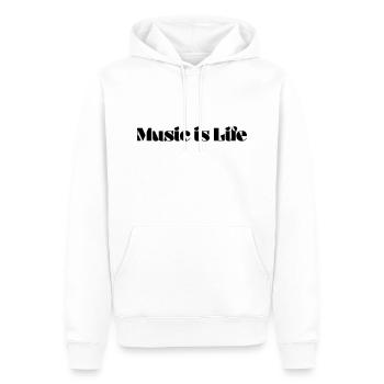 La musique, c’est la vie - Sweat à capuche Premium bio Homme - blanc - Devant - Nico (187cm)