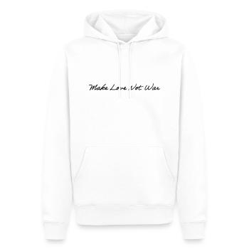 Faites l’amour, pas la guerre - Sweat à capuche Premium bio Homme - blanc - Devant - Nico (187cm)