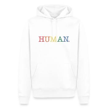 Menschlich - Männer Premium Bio Hoodie - Weiß - Vorne - Nico (187cm)