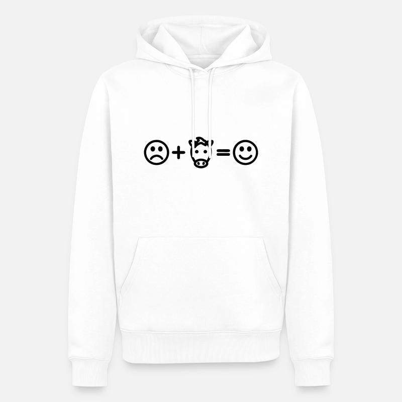Cheval Smiley Équitation Chevaux - Sweat à capuche Premium bio Homme - blanc
