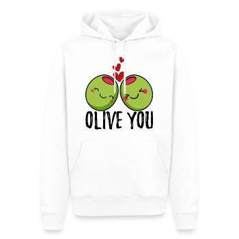 Olive You | Ich Liebe Dich | Valentinstag Herz - Männer Premium Bio Hoodie - Weiß - Vorne - Nico (187cm)