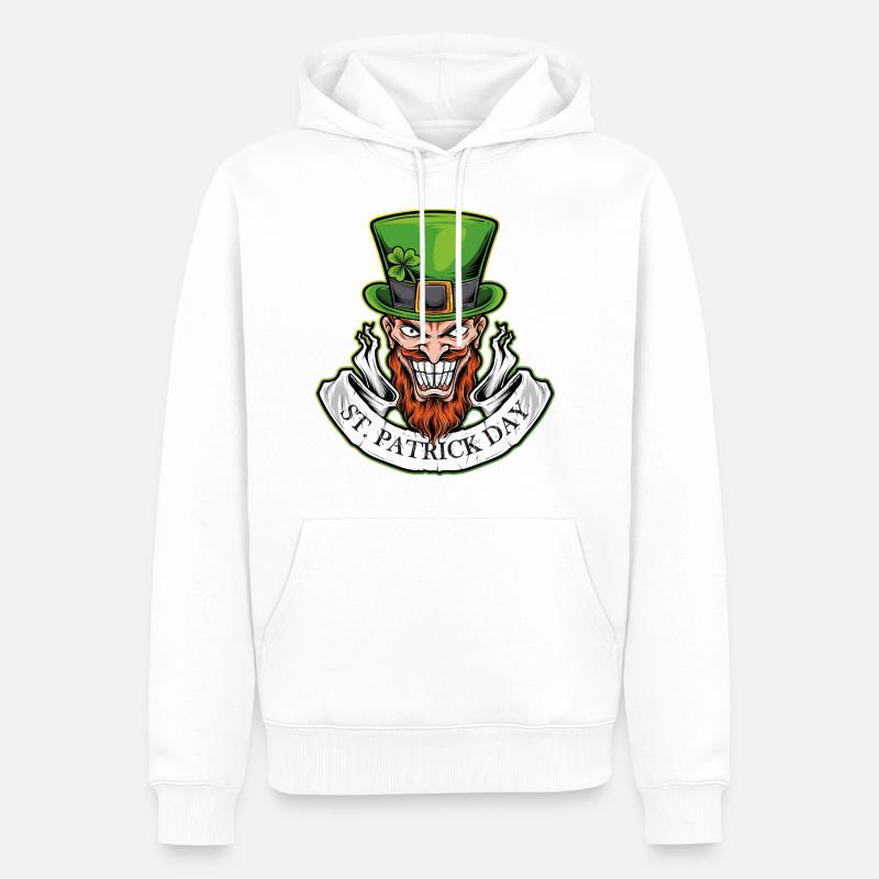 Lächeln am St. Patrick Day - Männer Premium Bio Hoodie - Weiß