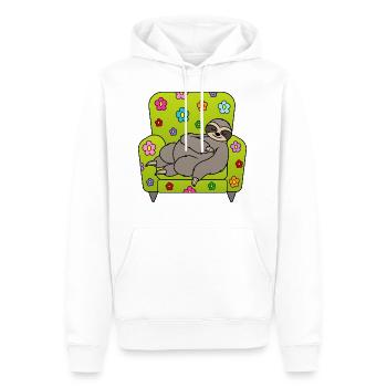 Sloth fauteuil printemps fatigue fleurs printanières - Sweat à capuche Premium bio Homme - blanc - Devant - Nico (187cm)