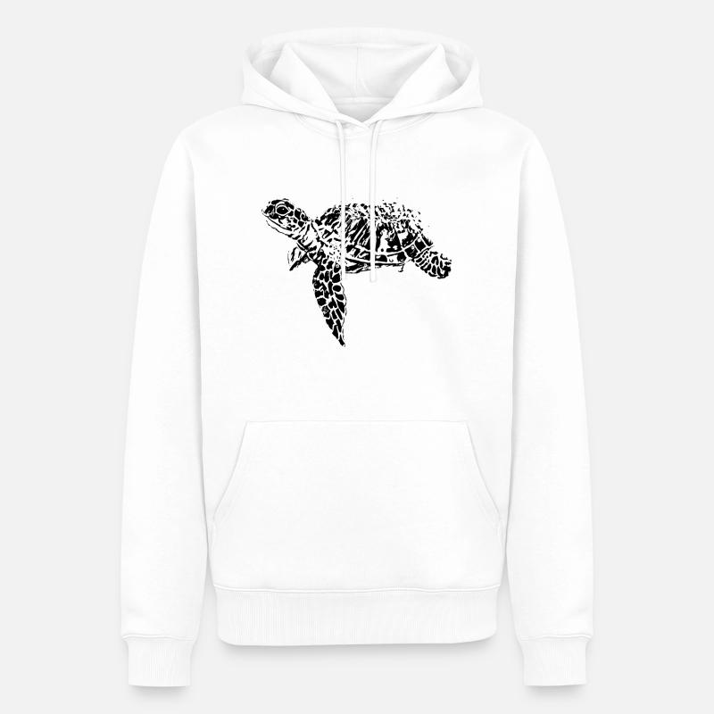 Tortue - Sweat à capuche Premium bio Homme - blanc