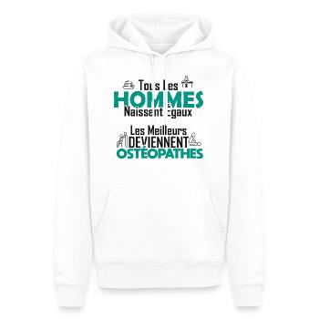 Ostéopathe / Cadeau Homme / Ostéopathie - Sweat à capuche Premium bio Homme - blanc - Devant - Nico (187cm)