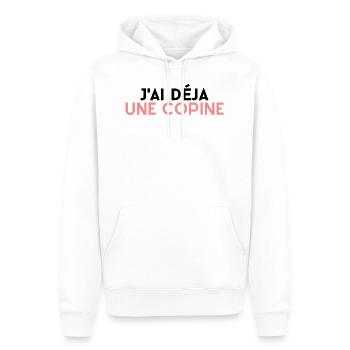 j'ai déja une copine. t-shirt couple jaloux - Sweat à capuche Premium bio Homme - blanc - Devant - Nico (187cm)