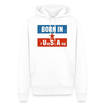 Born dans Yugoslavia Kosovo Cadeau Jugo Tito SFRJ - Sweat à capuche Premium bio Homme - blanc - Devant - Nico (187cm)