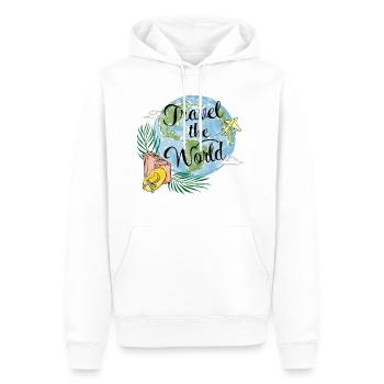 Faire le tour du monde - Sweat à capuche Premium bio Homme - blanc - Devant - Nico (187cm)