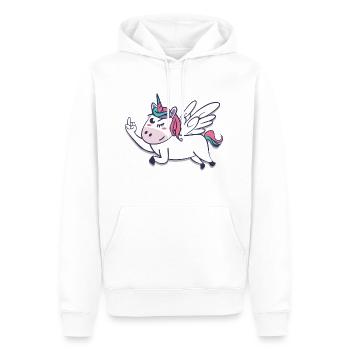 Mittelfinger Einhorn - Sweat à capuche Premium bio Homme - blanc - Devant - Nico (187cm)