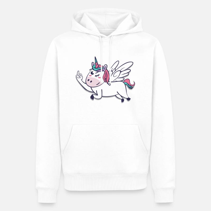 Mittelfinger Einhorn - Sweat à capuche Premium bio Homme - blanc