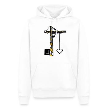 Grue de construction grue grue de levage construction coeur bicolore - Sweat à capuche Premium bio Homme - blanc - Devant - Nico (187cm)