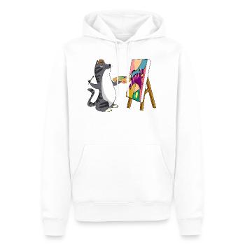 Peindre Chat - Sweat à capuche Premium bio Homme - blanc - Devant - Nico (187cm)