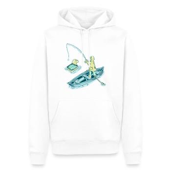 Pêche à la sardine - Sweat à capuche Premium bio Homme - blanc - Devant - Nico (187cm)