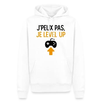 J’peux pas – je level up Geek Gamer Gaming - Sweat à capuche Premium bio Homme - blanc - Devant - Nico (187cm)