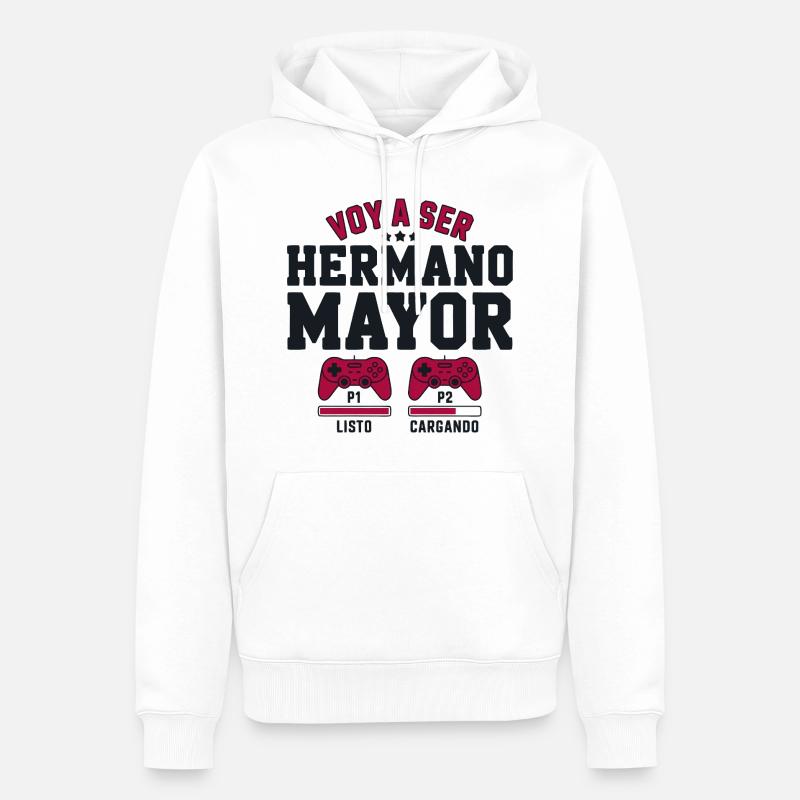 Ich werde ein großer Bruder sein - Männer Premium Bio Hoodie - Weiß
