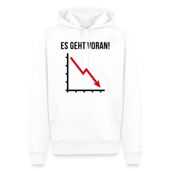 Es Geht Voran! (Fortschritt / Abwärts / POS 2C) - Männer Premium Bio Hoodie - Weiß - Vorne - Nico (187cm)