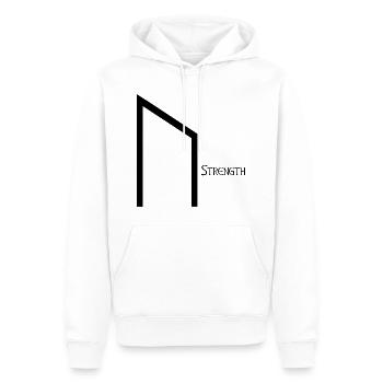 Rune Uruz avec Sens Noir – Viking Futhark - Sweat à capuche Premium bio Homme - blanc - Devant - Nico (187cm)