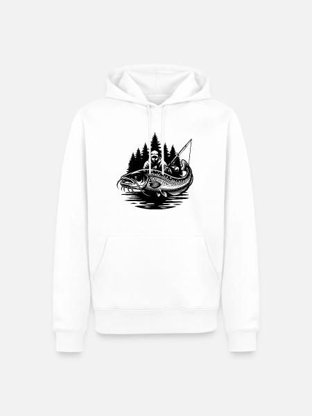 Fischer und Welse im Wald - Männer Premium Bio Hoodie - Weiß