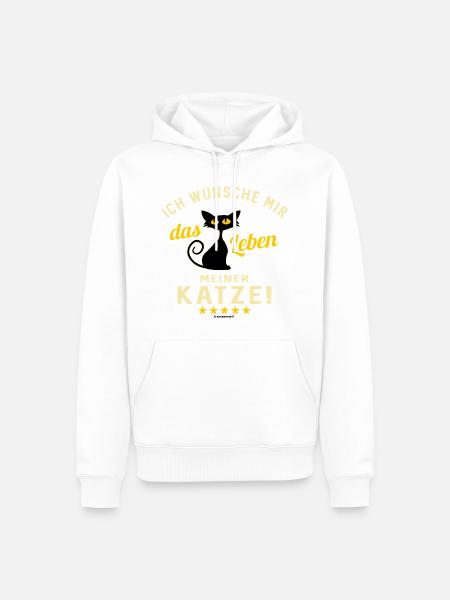 Leben meiner Katze - Männer Premium Bio Hoodie - Weiß