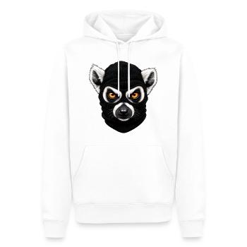 Katta mit Sturmhaube – Frecher Lemur - Männer Premium Bio Hoodie - Weiß - Vorne - Nico (187cm)