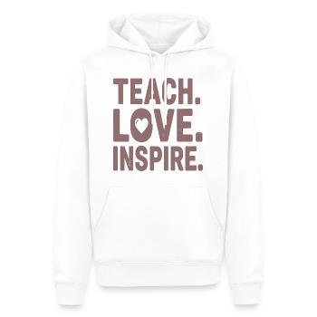 Teach Love Inspire Heart Typo Design - Männer Premium Bio Hoodie - Weiß - Vorne - Nico (187cm)