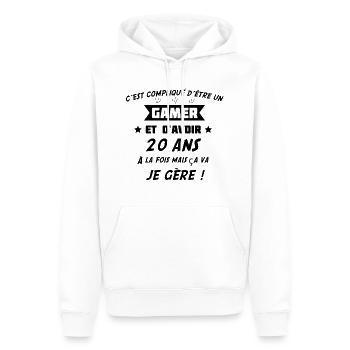 compliqué d'etre un gamer 20 ans - Sweat à capuche Premium bio Homme - blanc - Devant - Nico (187cm)