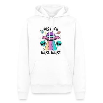 Ich wünschte, du wärst seltsam - Männer Premium Bio Hoodie - Weiß - Vorne - Nico (187cm)