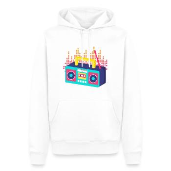 Groovy vibes with a retro radio - Men’s Premium Organic Hoodie - white - Front - Nico (187cm)