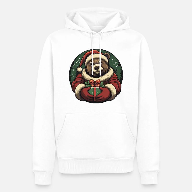 Weihnachtsmann Bär - Männer Premium Bio Hoodie - Weiß