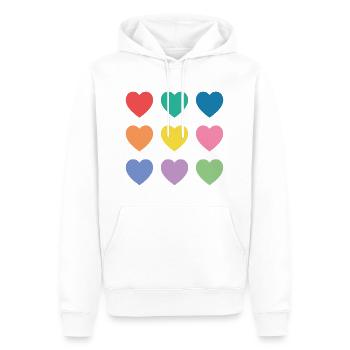 Mehrfarbige Herzen - Männer Premium Bio Hoodie - Weiß - Vorne - Nico (187cm)