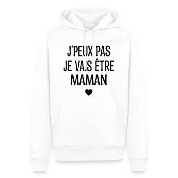J'peux Pas Je Vais être Maman - Cadeau Maman - Sweat à capuche Premium bio Homme - blanc - Devant - Nico (187cm)