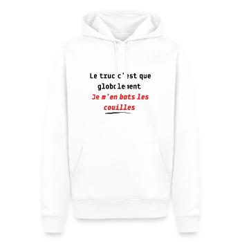 Je m'en bats les couilles - Sweat à capuche Premium bio Homme - blanc - Devant - Nico (187cm)