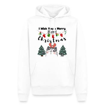 Je te souhaite un joyeux Noël bizarre (chat) - Sweat à capuche Premium bio Homme - blanc - Devant - Nico (187cm)