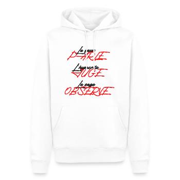 les faux parle - Sweat à capuche Premium bio Homme - blanc - Devant - Nico (187cm)