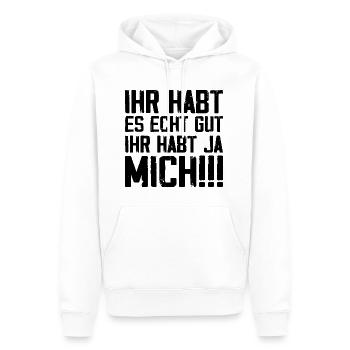 Tu l'as vraiment bien, tu m'as - Sweat à capuche Premium bio Homme - blanc - Devant - Nico (187cm)