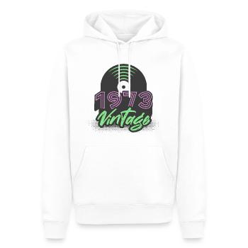 1973 Vintage Vinyl Records Birthday Gift Idea - Men’s Premium Organic Hoodie - white - Front - Nico (187cm)