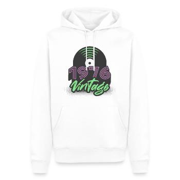 1976 Vintage Vinyl Records Birthday Gift Idea - Men’s Premium Organic Hoodie - white - Front - Nico (187cm)