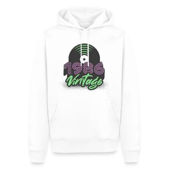 1986 Vintage Vinyl Records Birthday Gift Idea - Men’s Premium Organic Hoodie - white - Front - Nico (187cm)