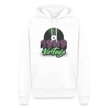 1989 Vintage Vinyl Records Birthday Gift Idea - Men’s Premium Organic Hoodie - white - Front - Nico (187cm)